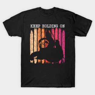 Sloth - Keep Holding On Pun Retro Style T-Shirt